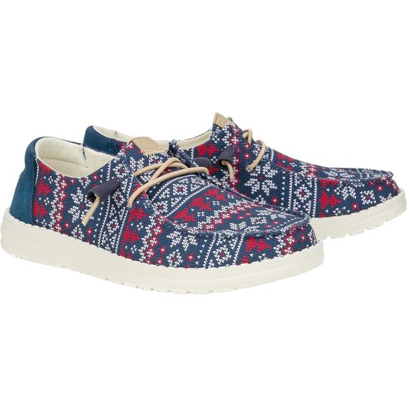 Hey Dude Women's 7 Navy/Multi Wendy Winter Sweater Loafers Shoes Slip On BR31-9 - Picture 1 of 7